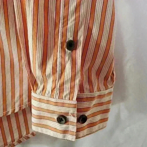Ferrioni Sportivo Orange Stripe Button Down Shirt Scottie Dog Logo Pocket sz XL - Picture 5 of 10